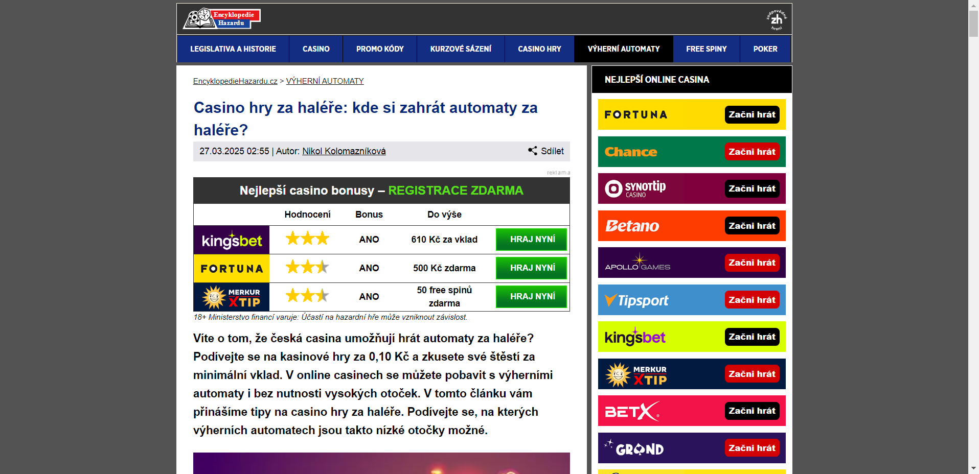 hazard za peníze